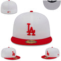 Los Angeles Dodgers White and Red Fitted Hat with Embroidered Logo