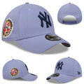 Light Purple Snapback Cap with Navy NY Logo and World Series Patch