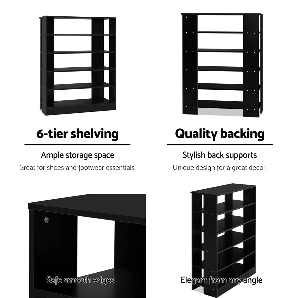 6-Tier Shoe Rack, Durable Eco-Friendly, Black - Artiss