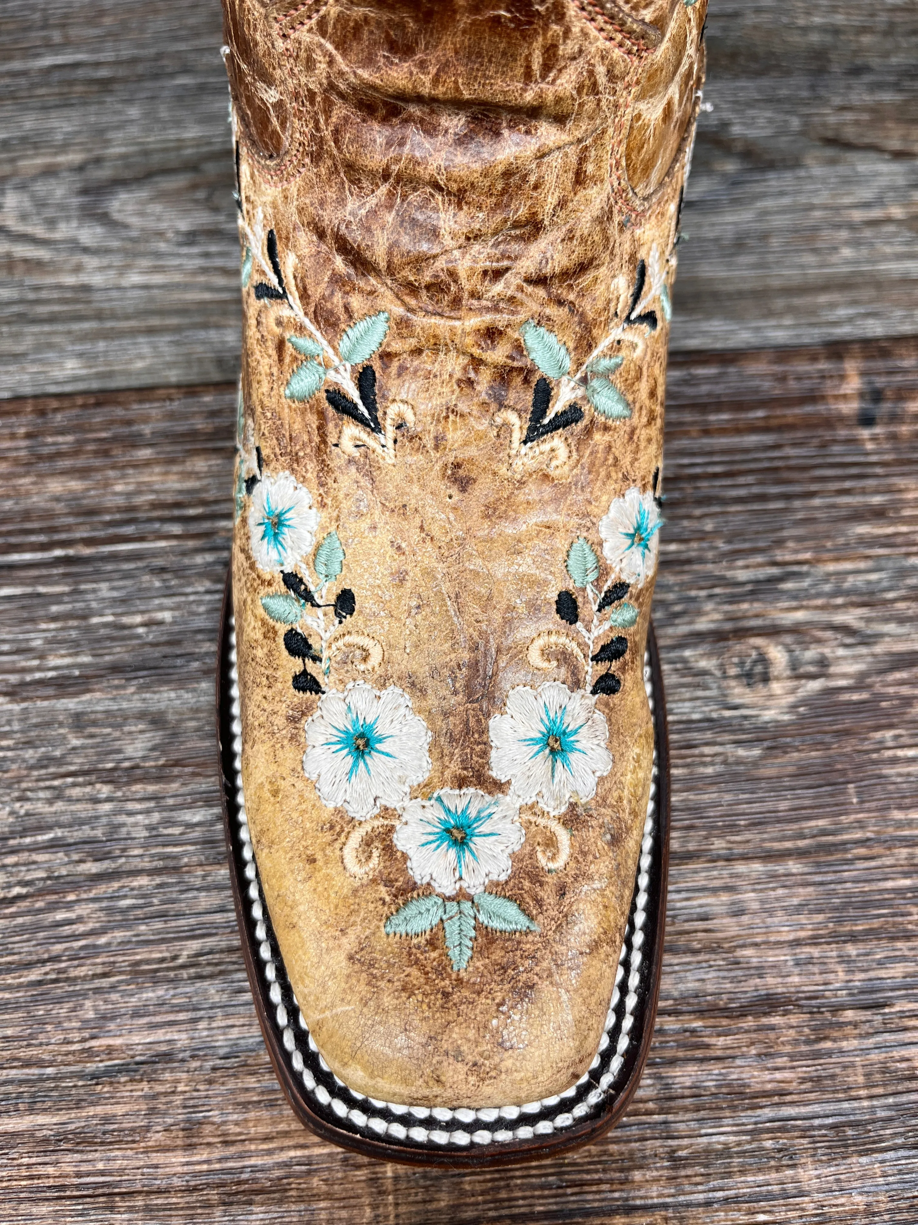 A4398 Women's Square Toe Western Boot with Glow-in-the-Dark Embroidery by Corral