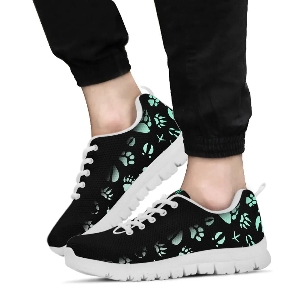 Animal Footprints Teal Gradient -  Women's Sneakers