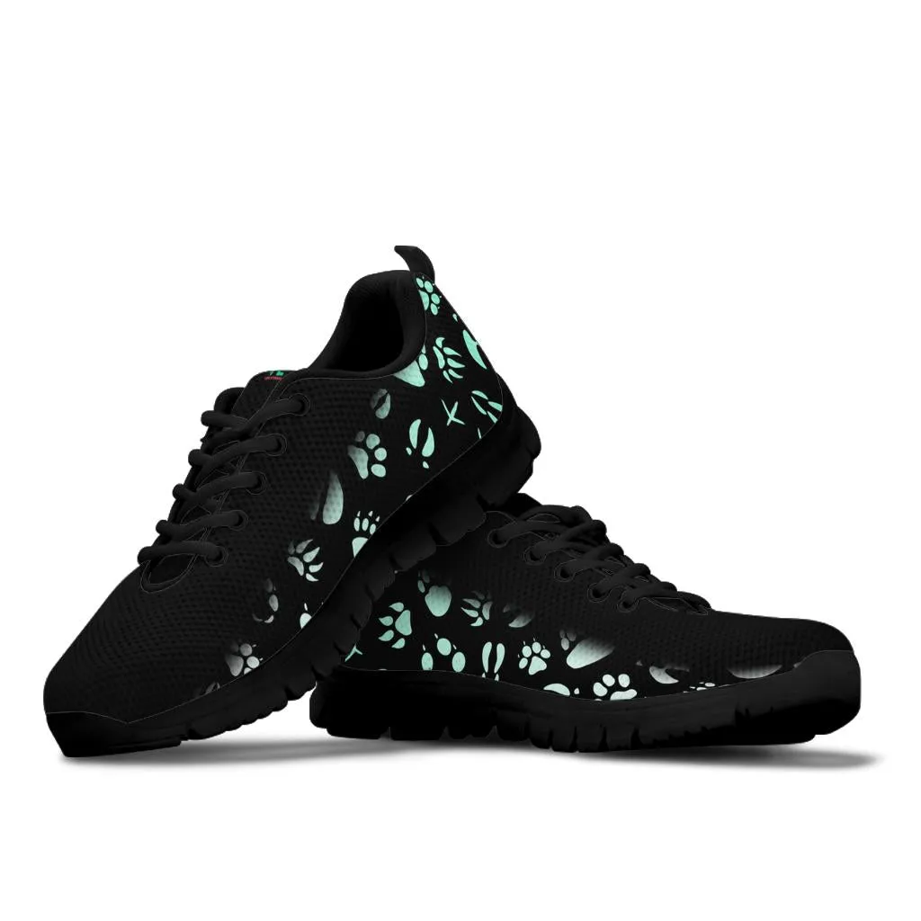 Animal Footprints Teal Gradient -  Women's Sneakers