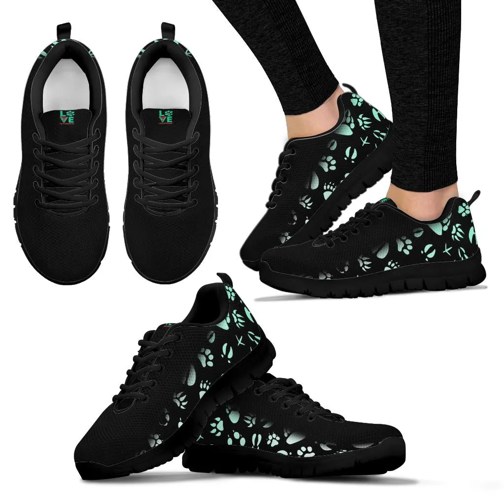 Animal Footprints Teal Gradient -  Women's Sneakers