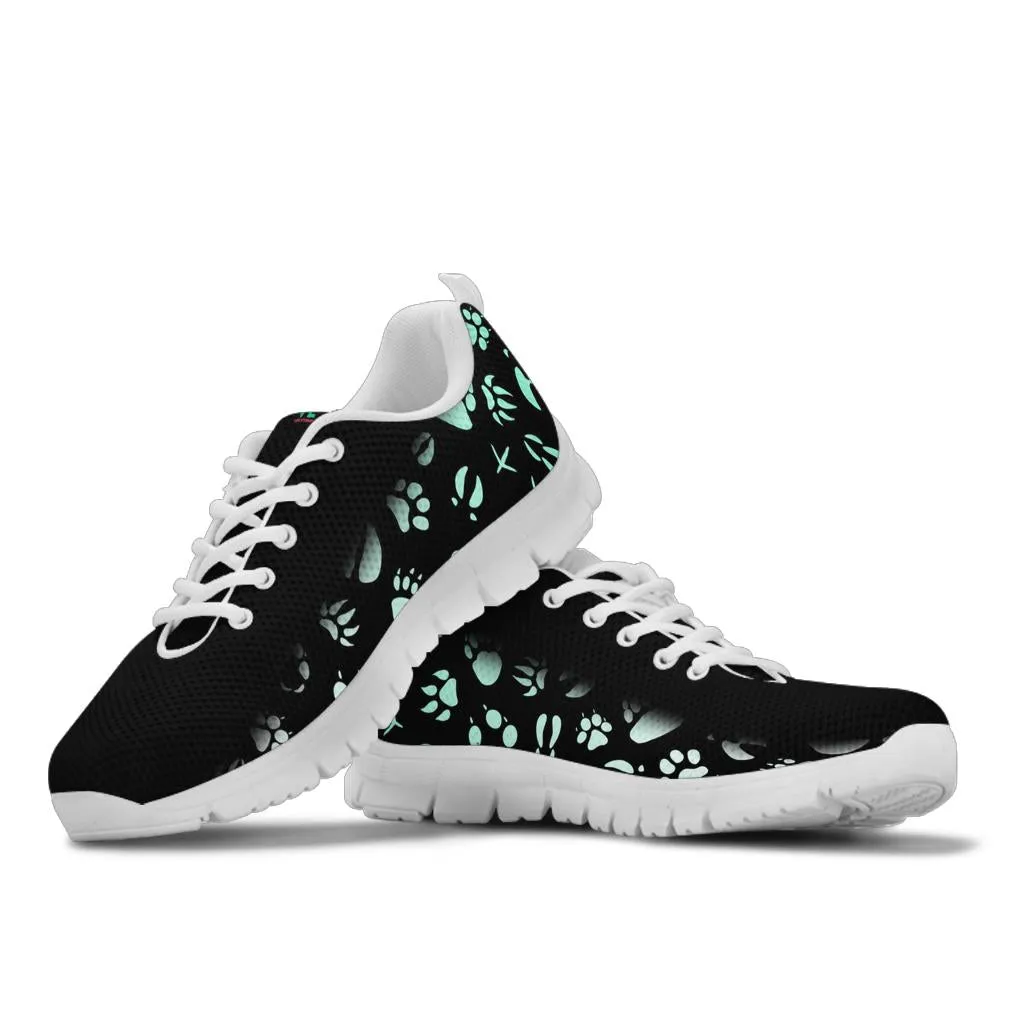 Animal Footprints Teal Gradient -  Women's Sneakers