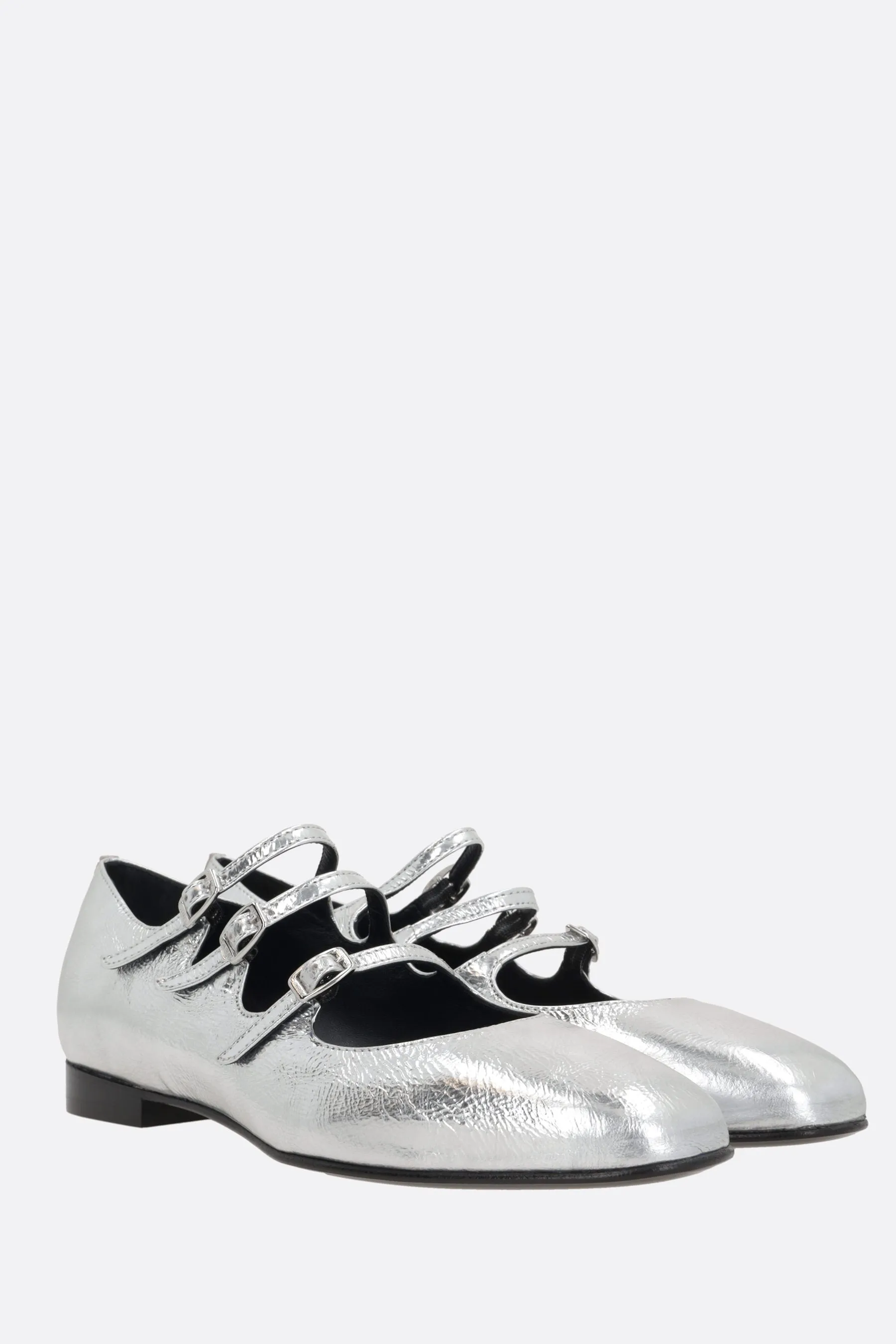 Ariana Laminated Leather Ballerina Flats