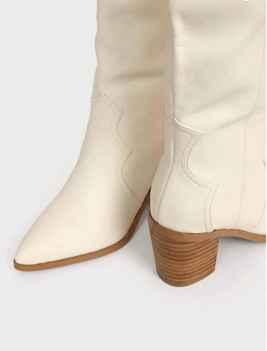 Billini Novena Tall Boots Off White with Wooden Heel