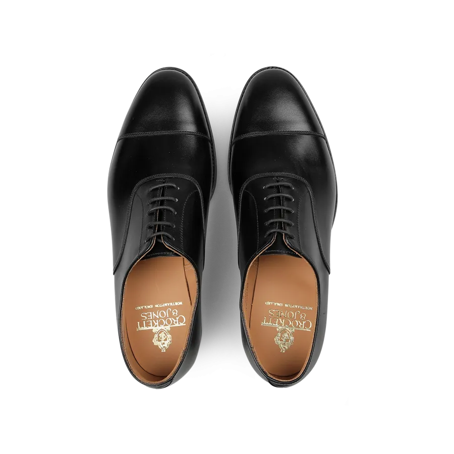 Black Calf Leather Connaught II Cap Oxfords