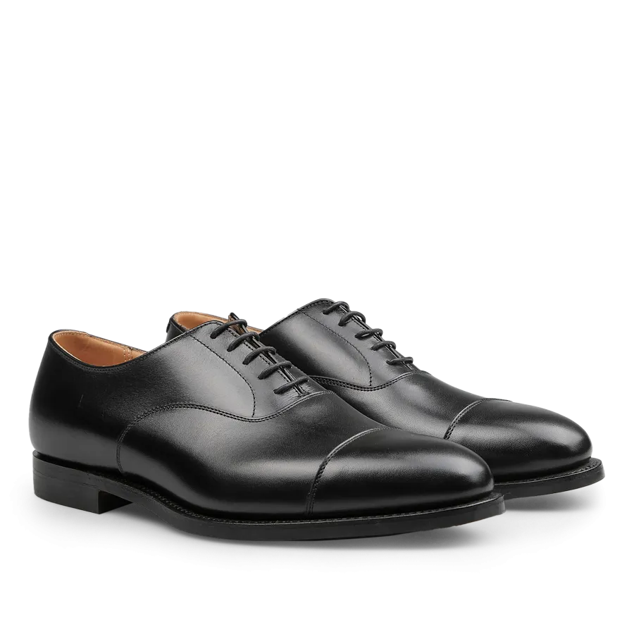 Black Calf Leather Connaught II Cap Oxfords