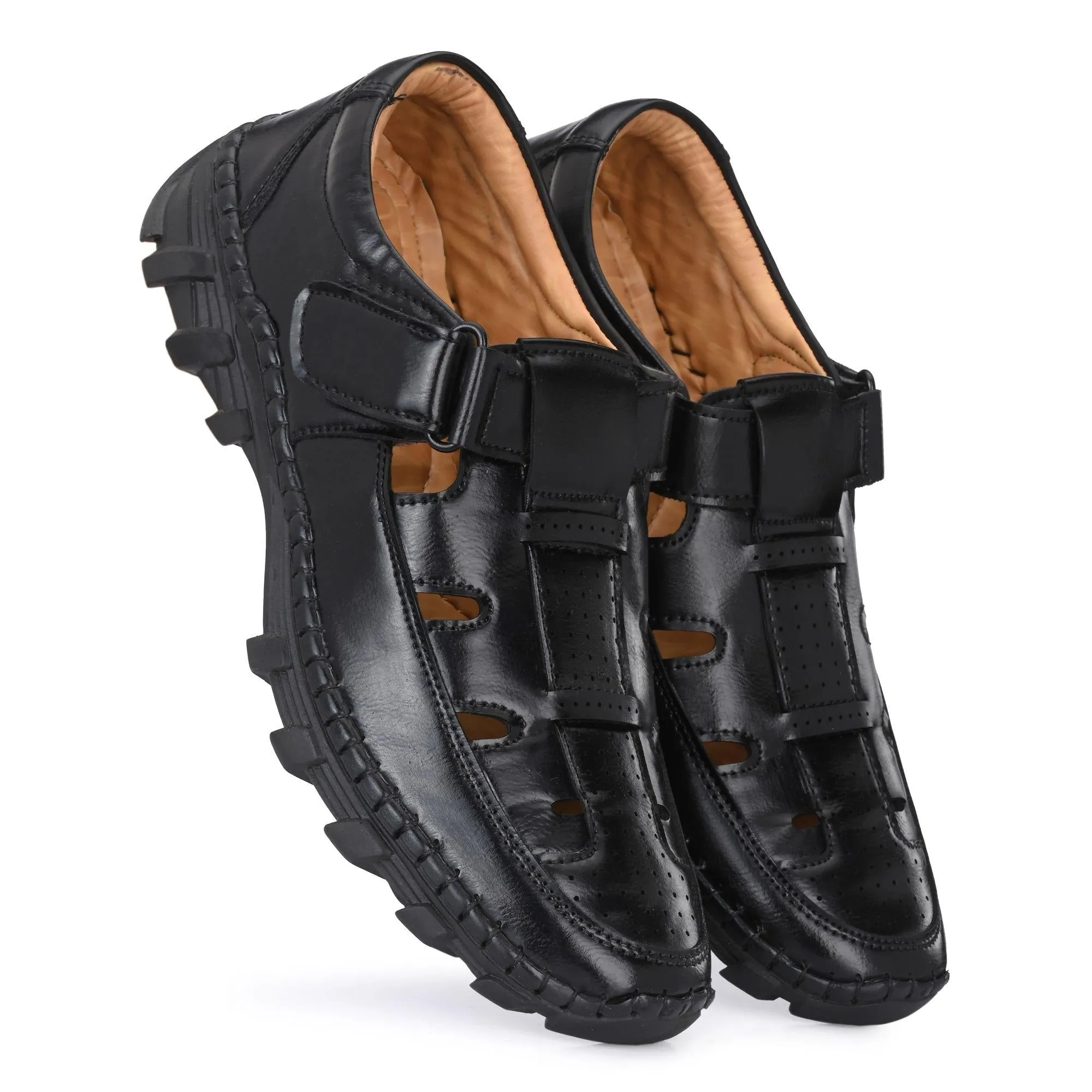 Black Roman Sandals For Men