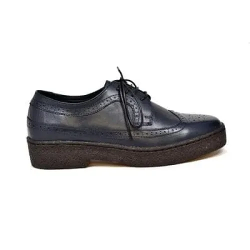 British Walkers Playboy Low Top Wingtips Men's Navy Blue Leather Oxfords