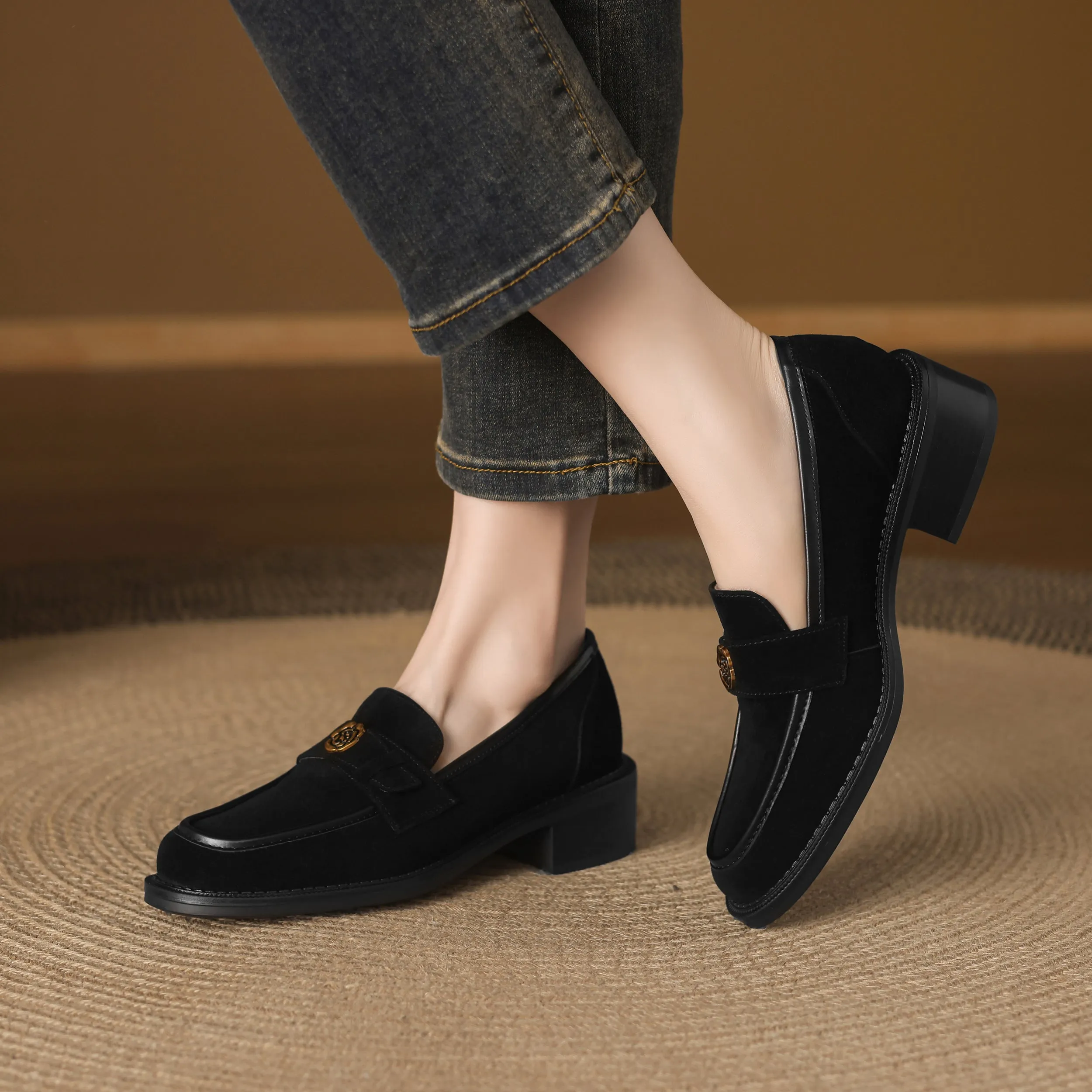 Business Casual Suede Leather Loafers Women's Shoes