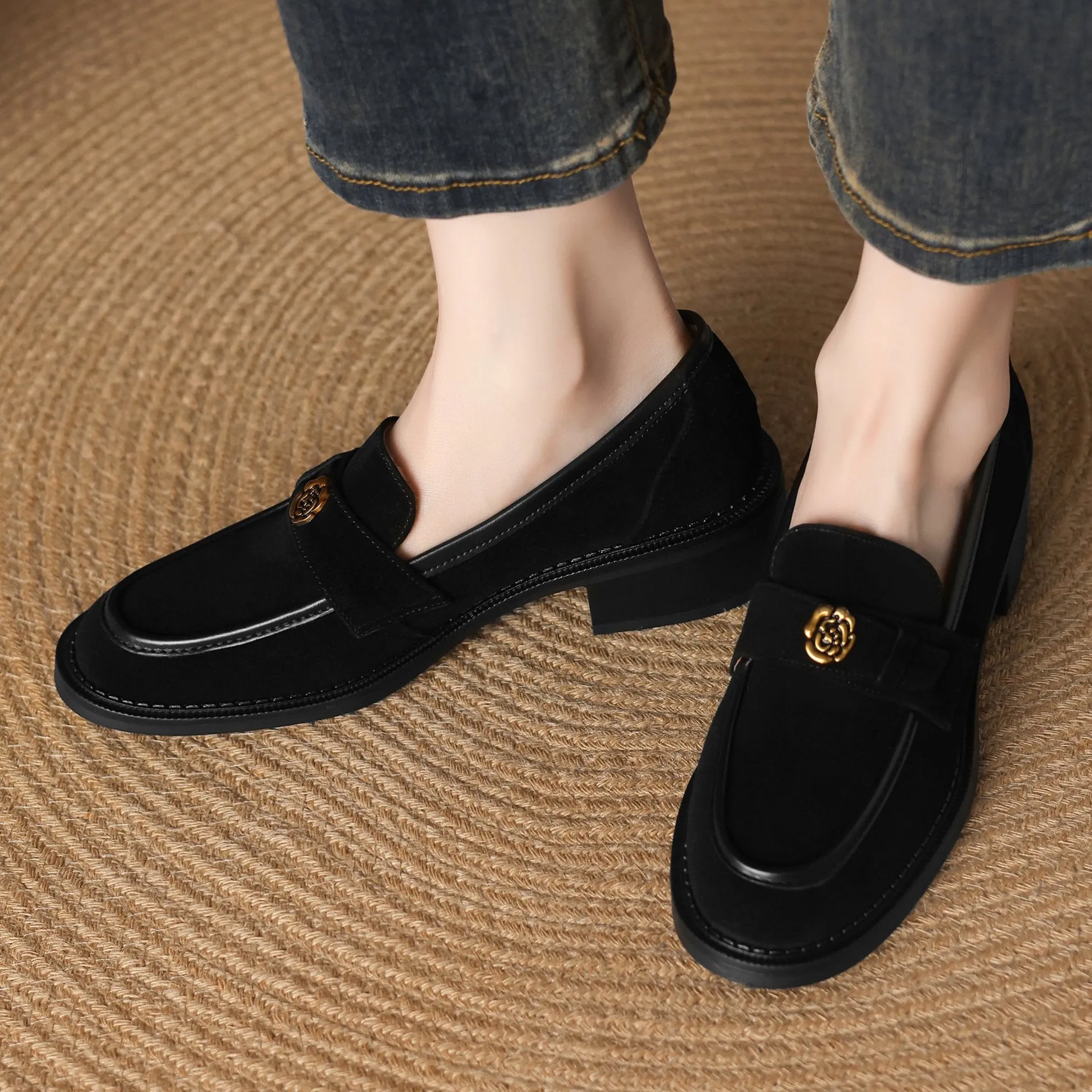 Business Casual Suede Leather Loafers Women's Shoes