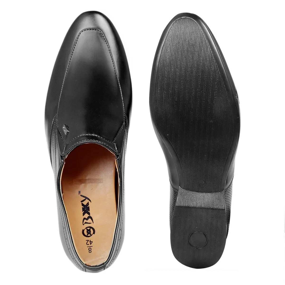 BXXY 9 cm (3.5 Inch) Hidden Height Increasing Faux Leather Material Slip-on Formal Shoes