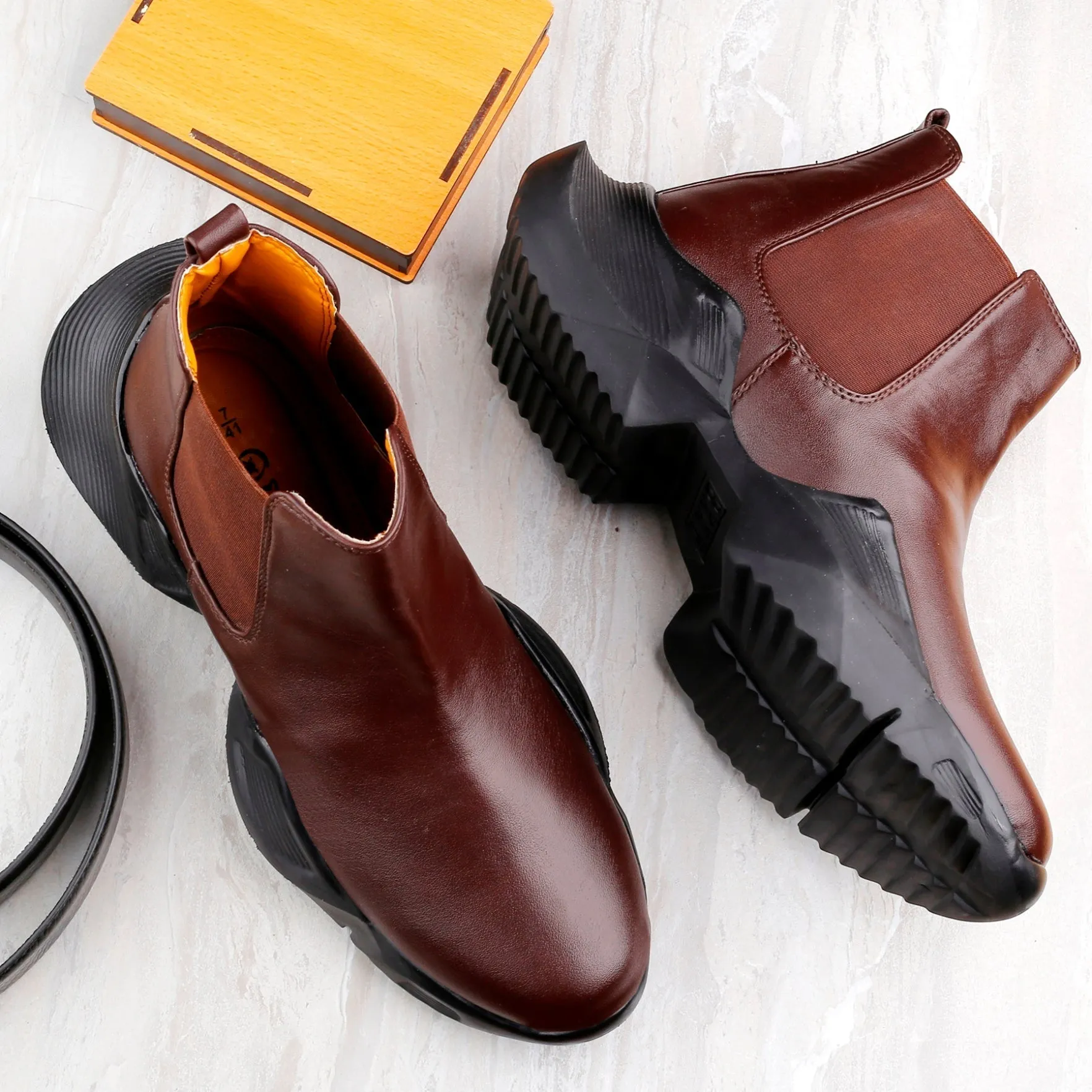 Bxxy Faux Leather Trendiest Slip-on Boots for Men