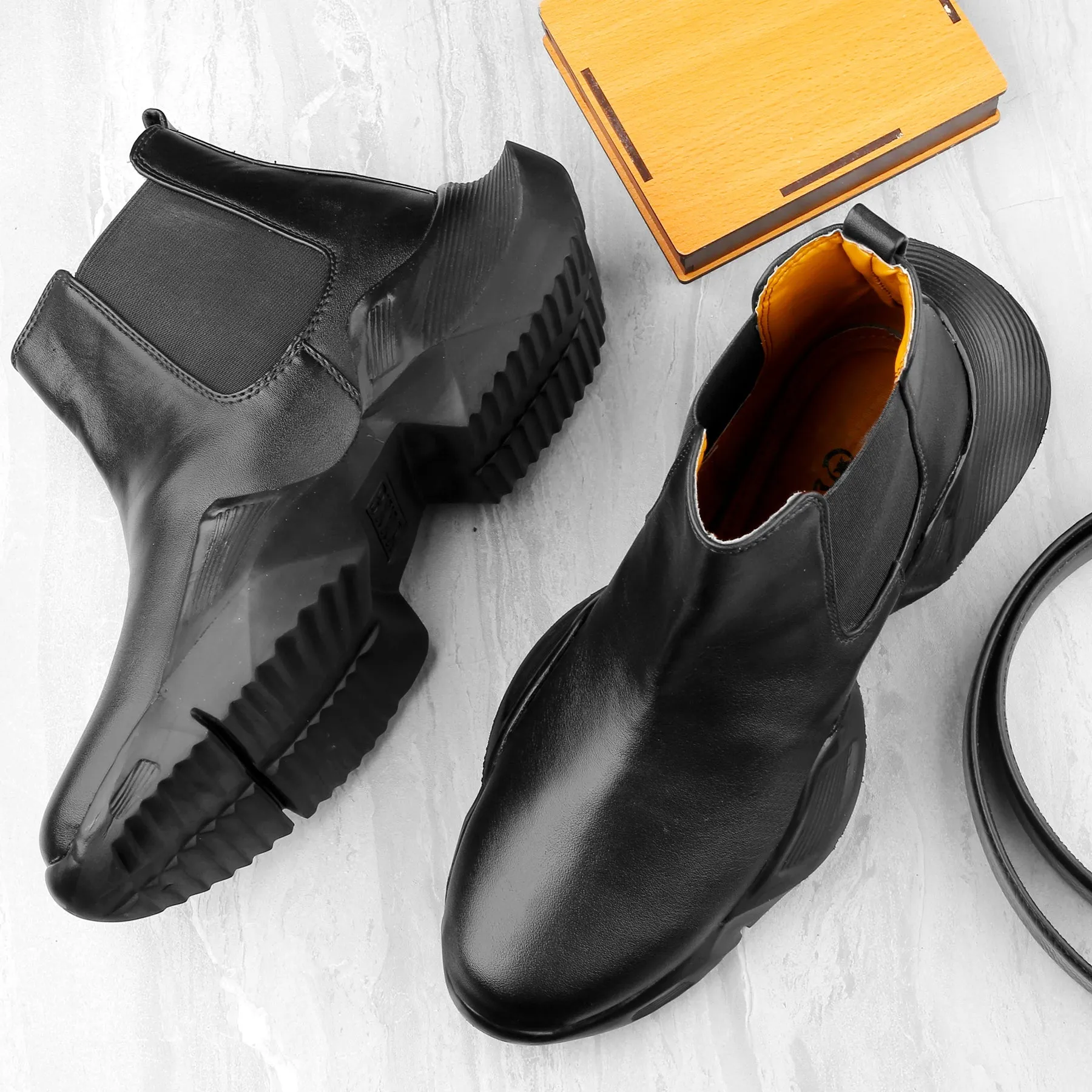 Bxxy Faux Leather Trendiest Slip-on Boots for Men