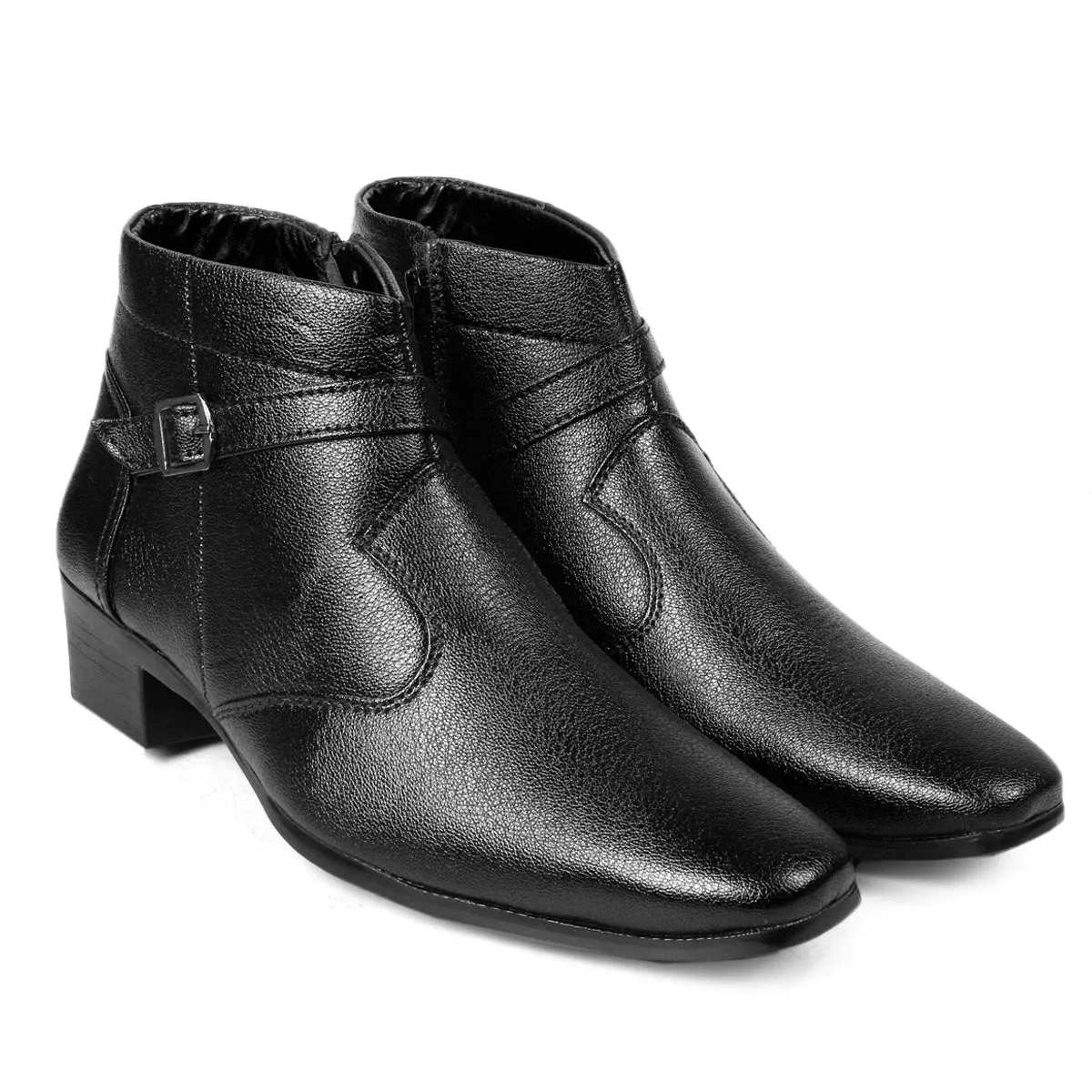 BXXY Men's Height Increasing Vegan Leather Ankle Length Boots