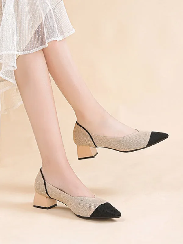 Contrast Color Pointed-Toe Shoes Pumps