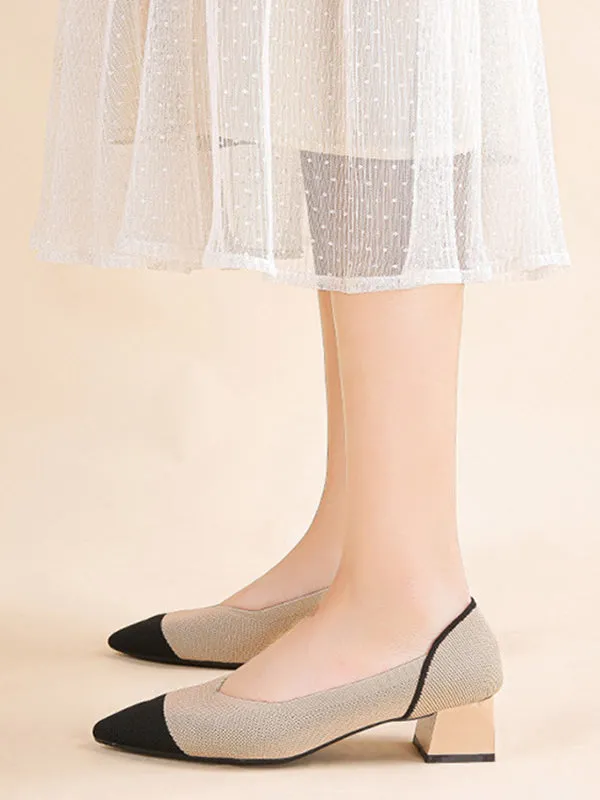 Contrast Color Pointed-Toe Shoes Pumps