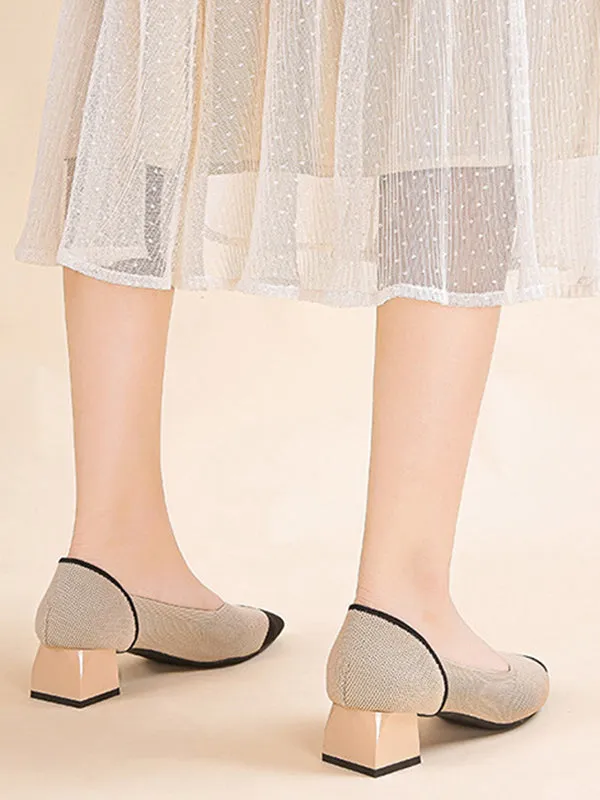 Contrast Color Pointed-Toe Shoes Pumps