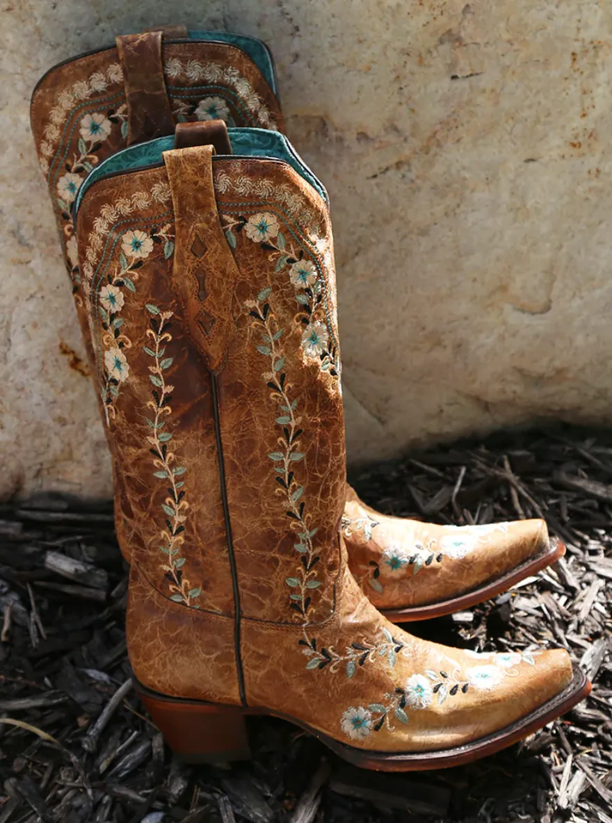 Corral Ladies Flowered Embroidery Glow in Dark Boots Style A4439