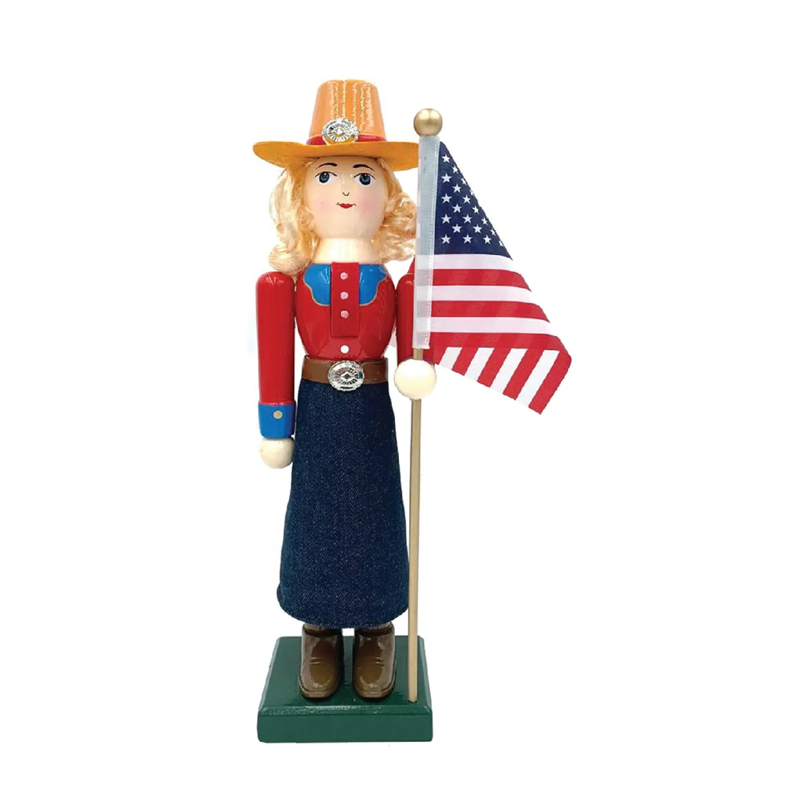 Cowgirl & Flag - 14" Nutcracker