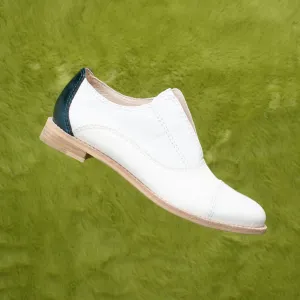 CREME ANGLAISE White Two-Tone Oxfords