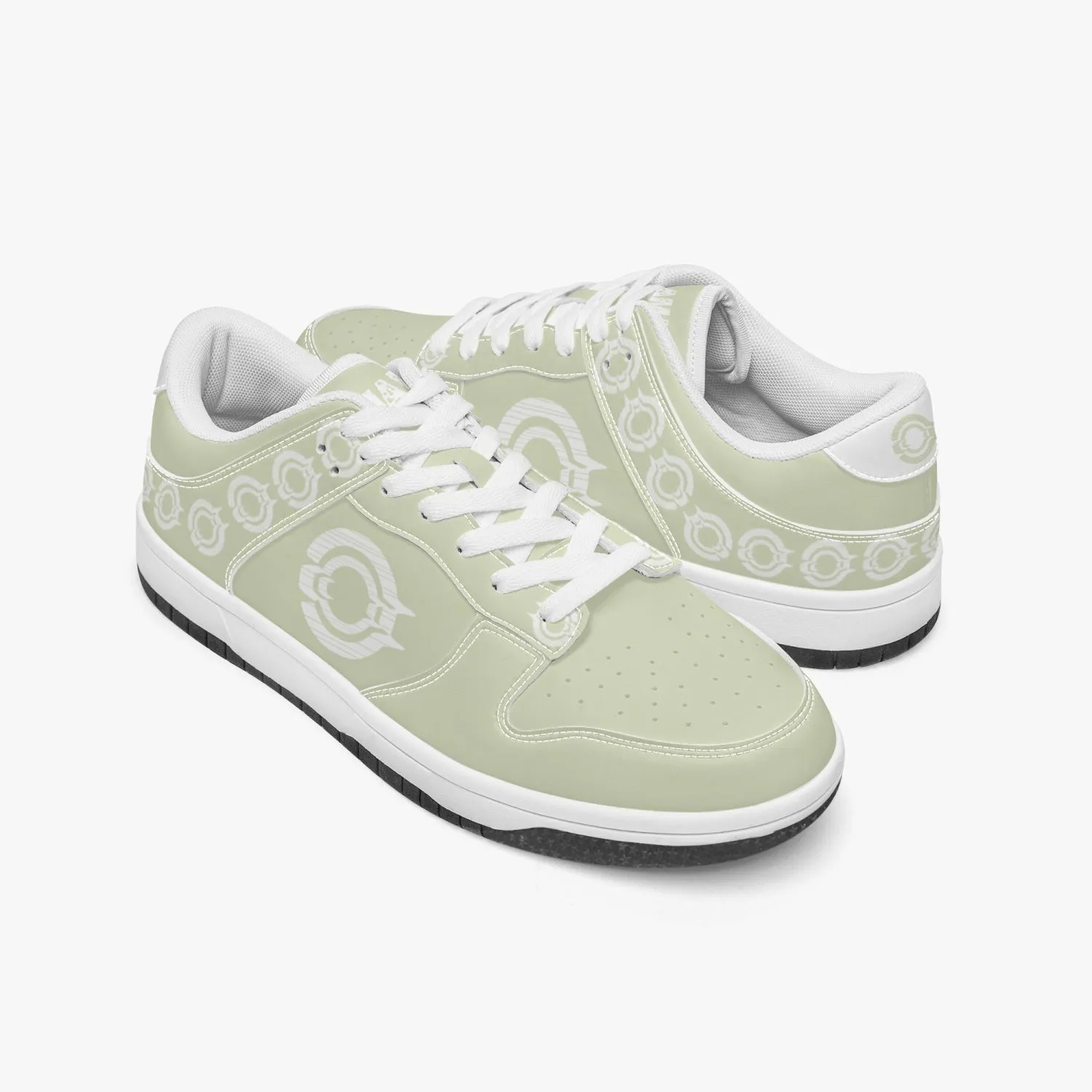 Dunk Stylish Low-Top Leather Sneakers Beige-White logo