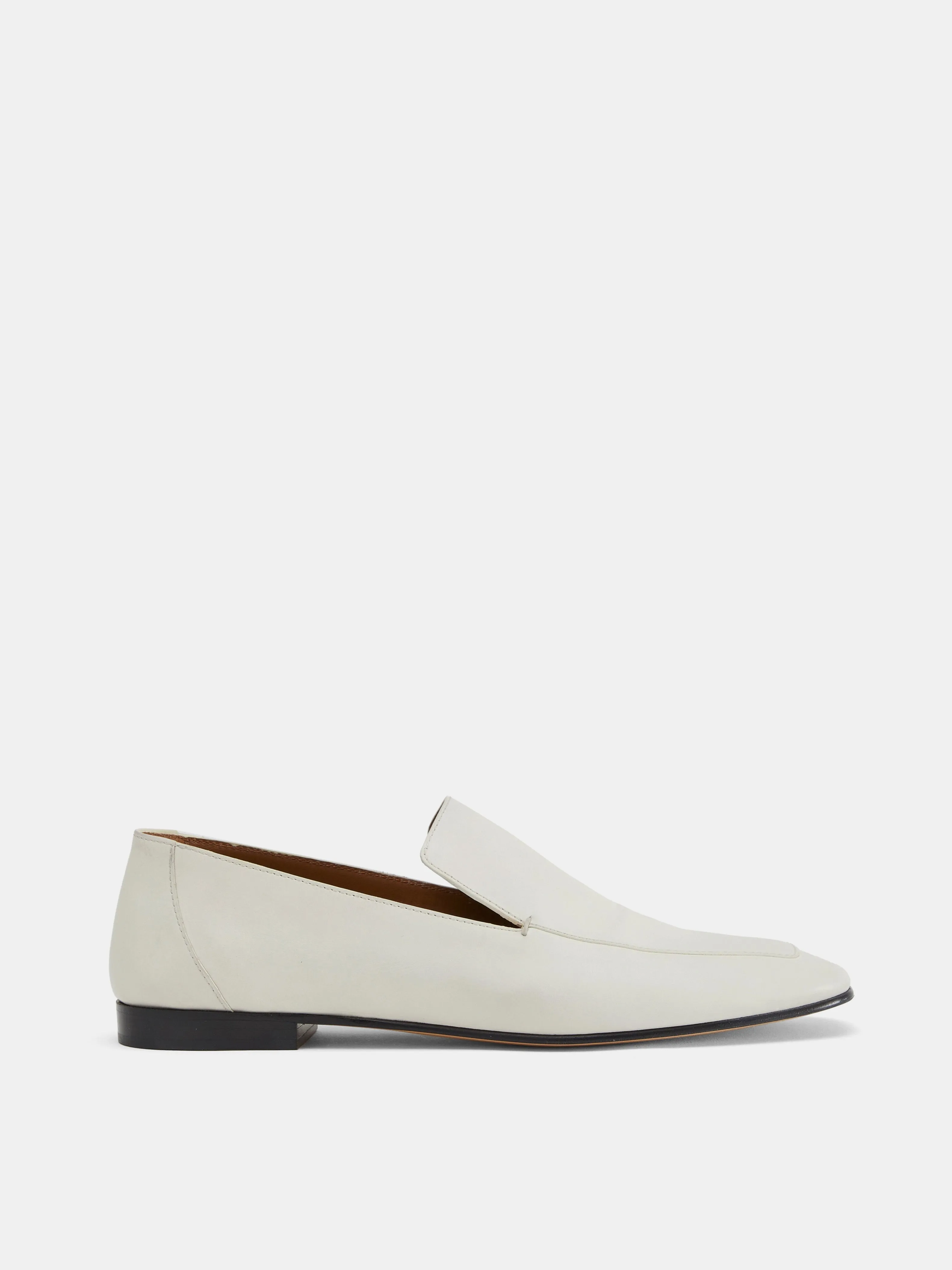 Ecru leather soft loafers