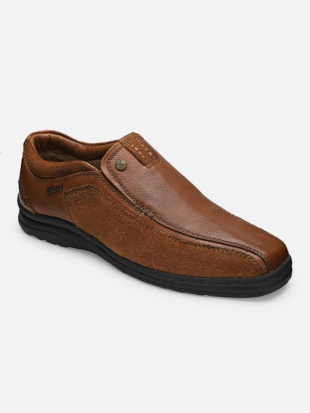 Ezok Tan Leather Casual Shoes