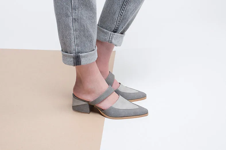 Gray Bermuda - Vegan Mules