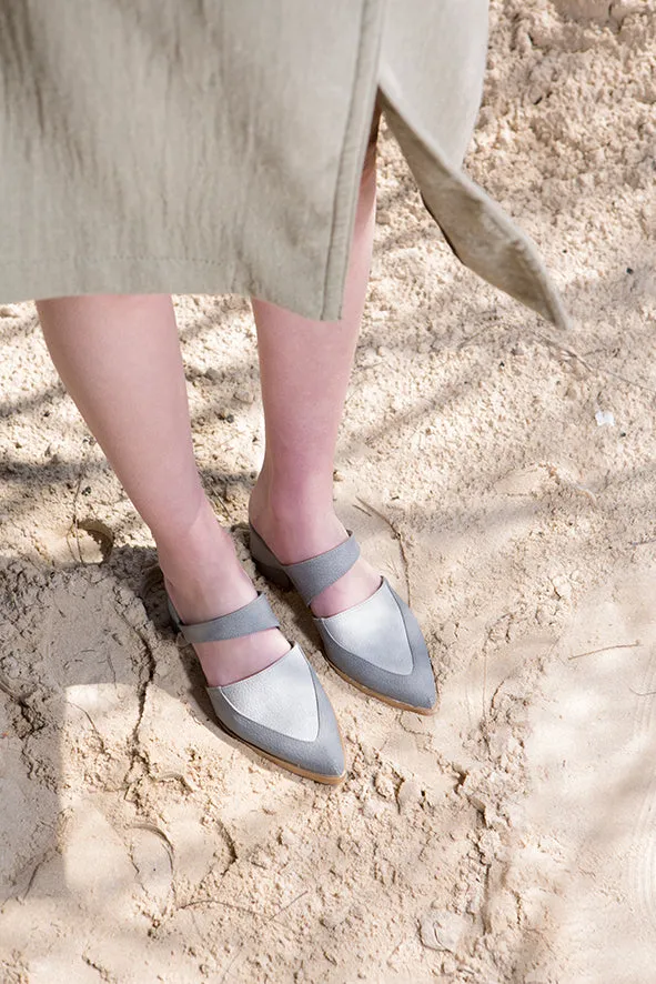 Gray Bermuda - Vegan Mules