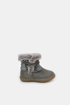 Infant Girls Brown Fur Detail Ankle Boot