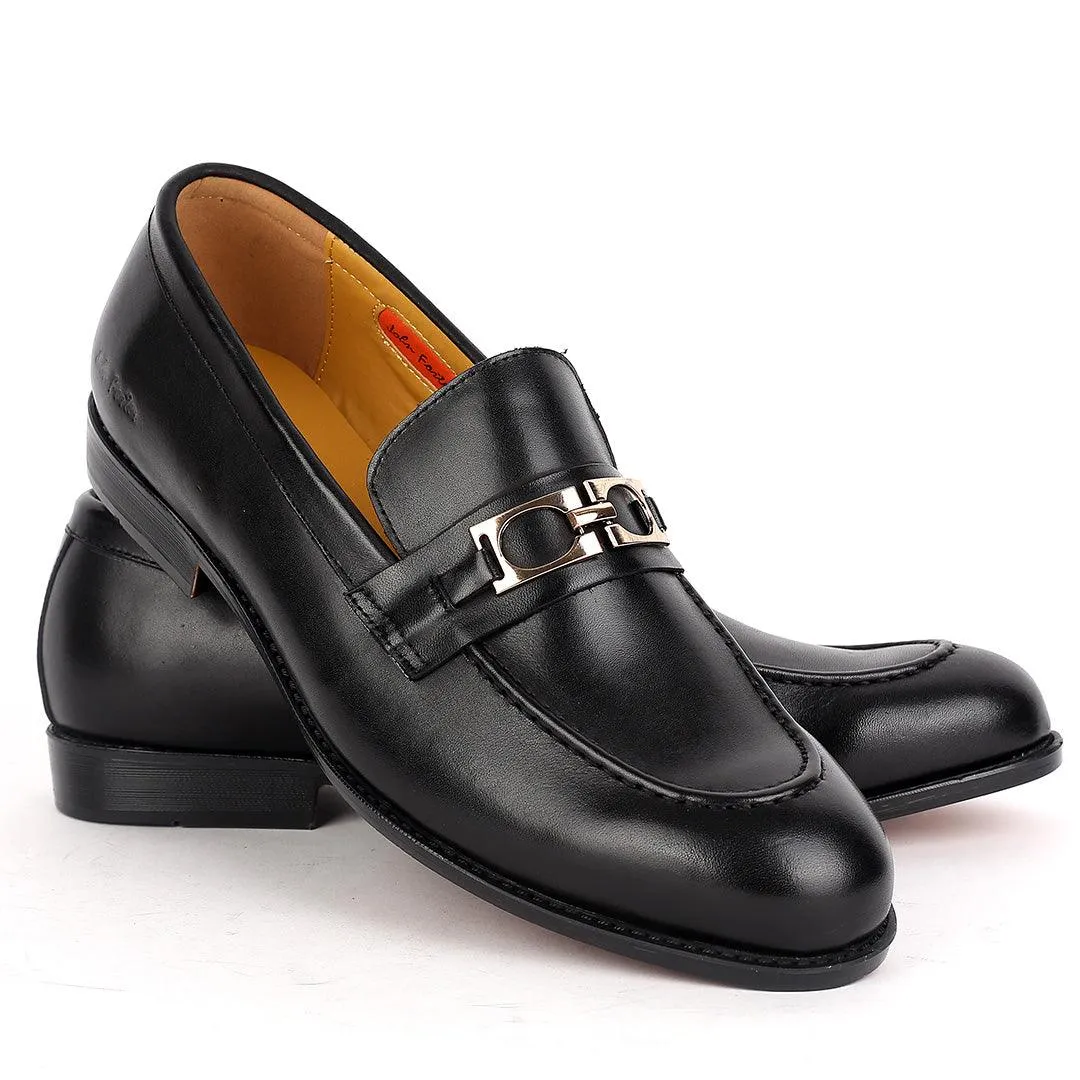 John Foster Black Leather logo Belt  Formal Shoe