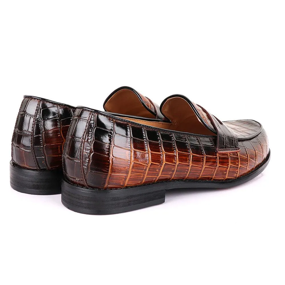 John Foster Croc Wooden Coff Leather Shoe