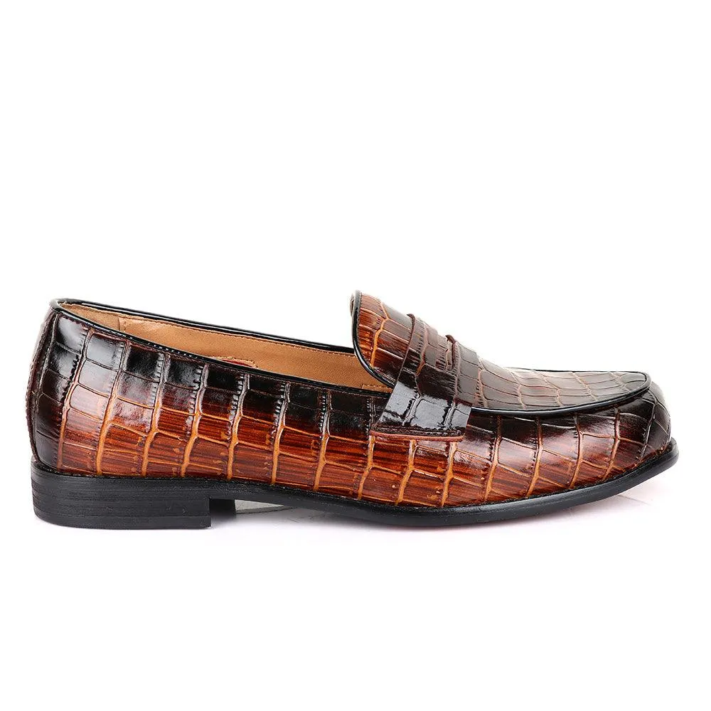 John Foster Croc Wooden Coff Leather Shoe