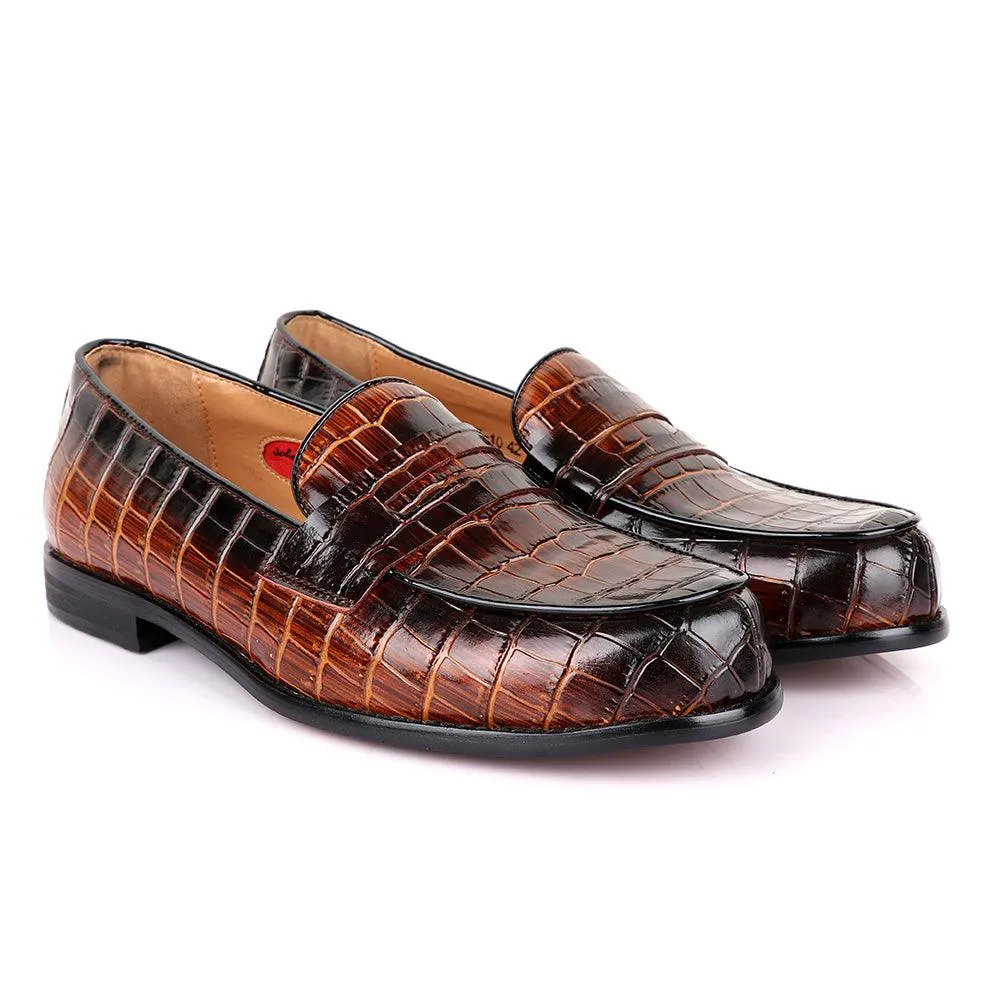 John Foster Croc Wooden Coff Leather Shoe