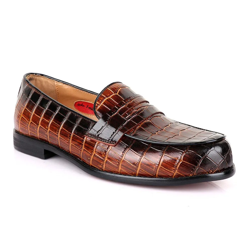 John Foster Croc Wooden Coff Leather Shoe