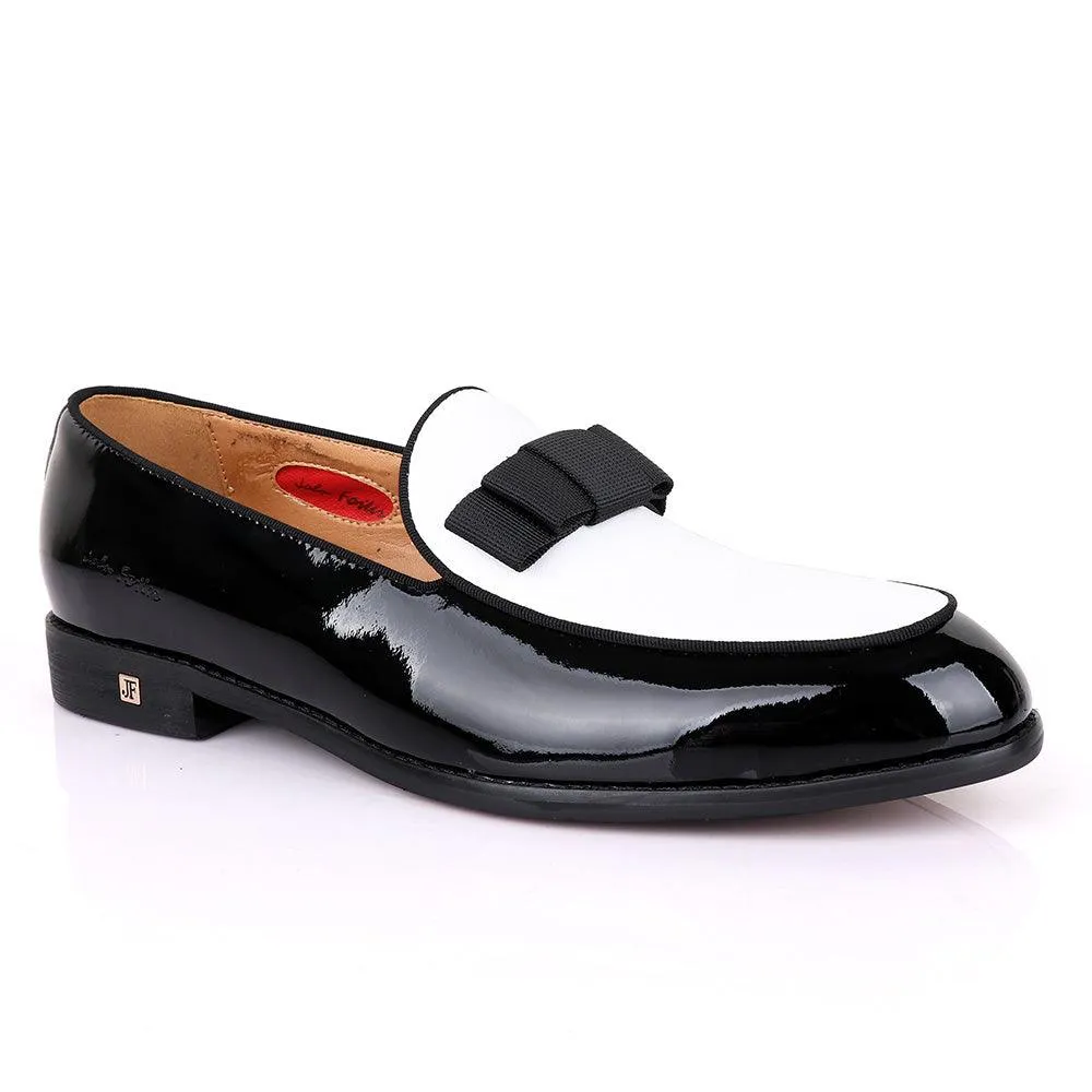 John Foster Glossy With White Upper Leather Bow Design