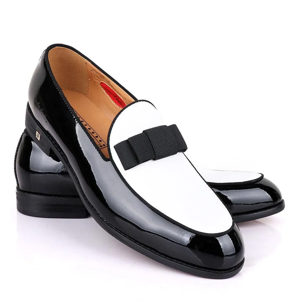 John Foster Glossy With White Upper Leather Bow Design