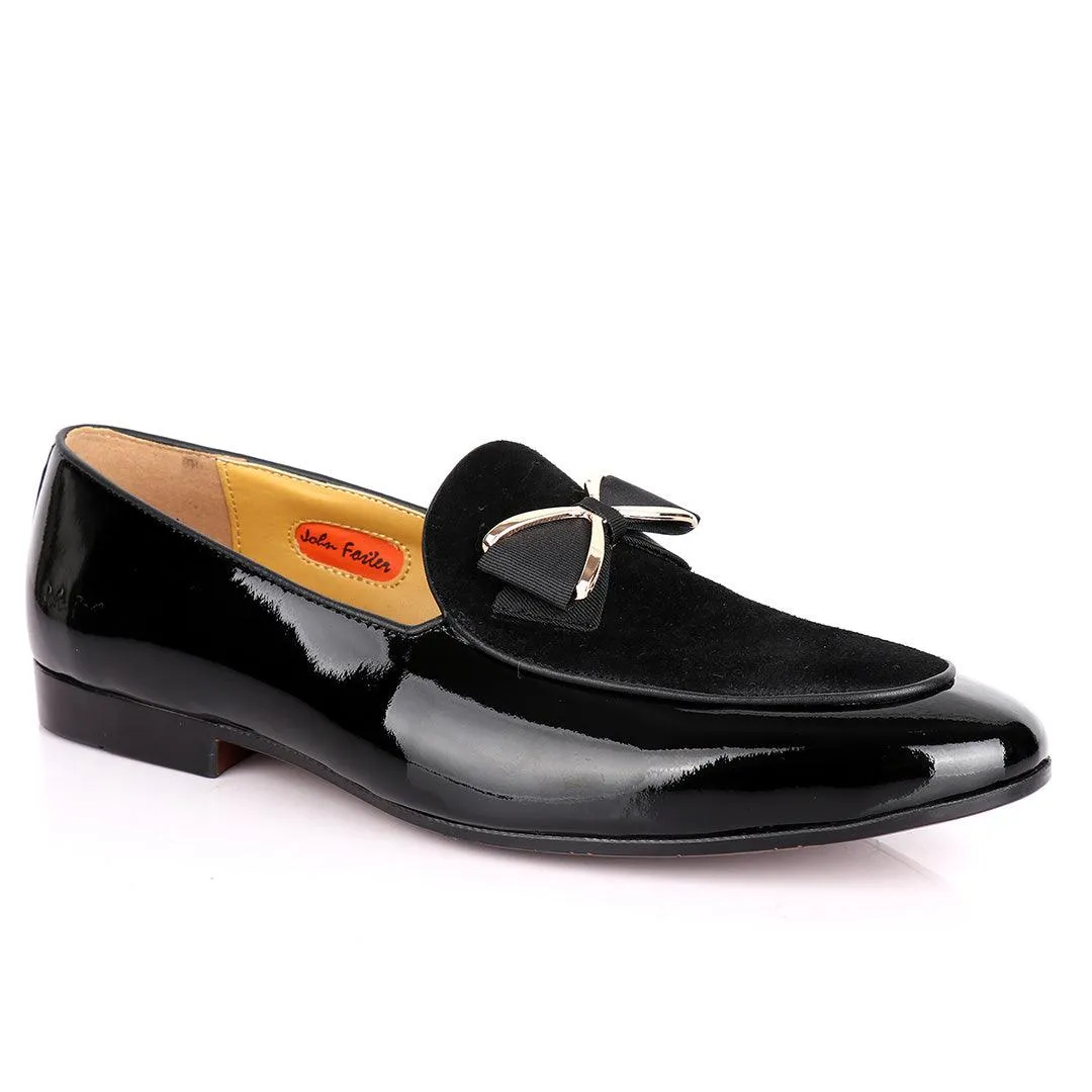 John Foster Wetlips & Suede Bowed Designed Mens Shoes