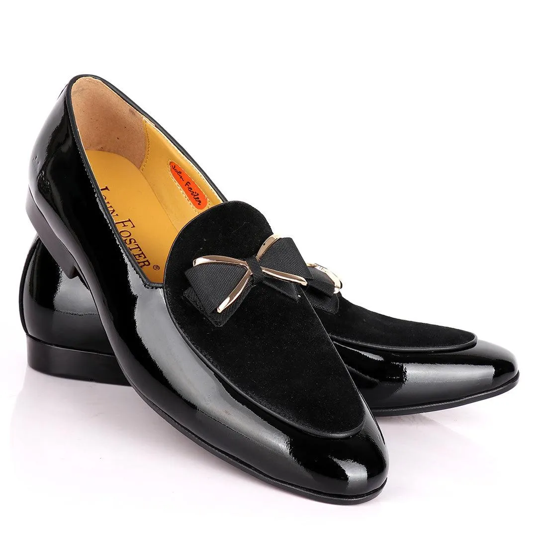 John Foster Wetlips & Suede Bowed Designed Mens Shoes