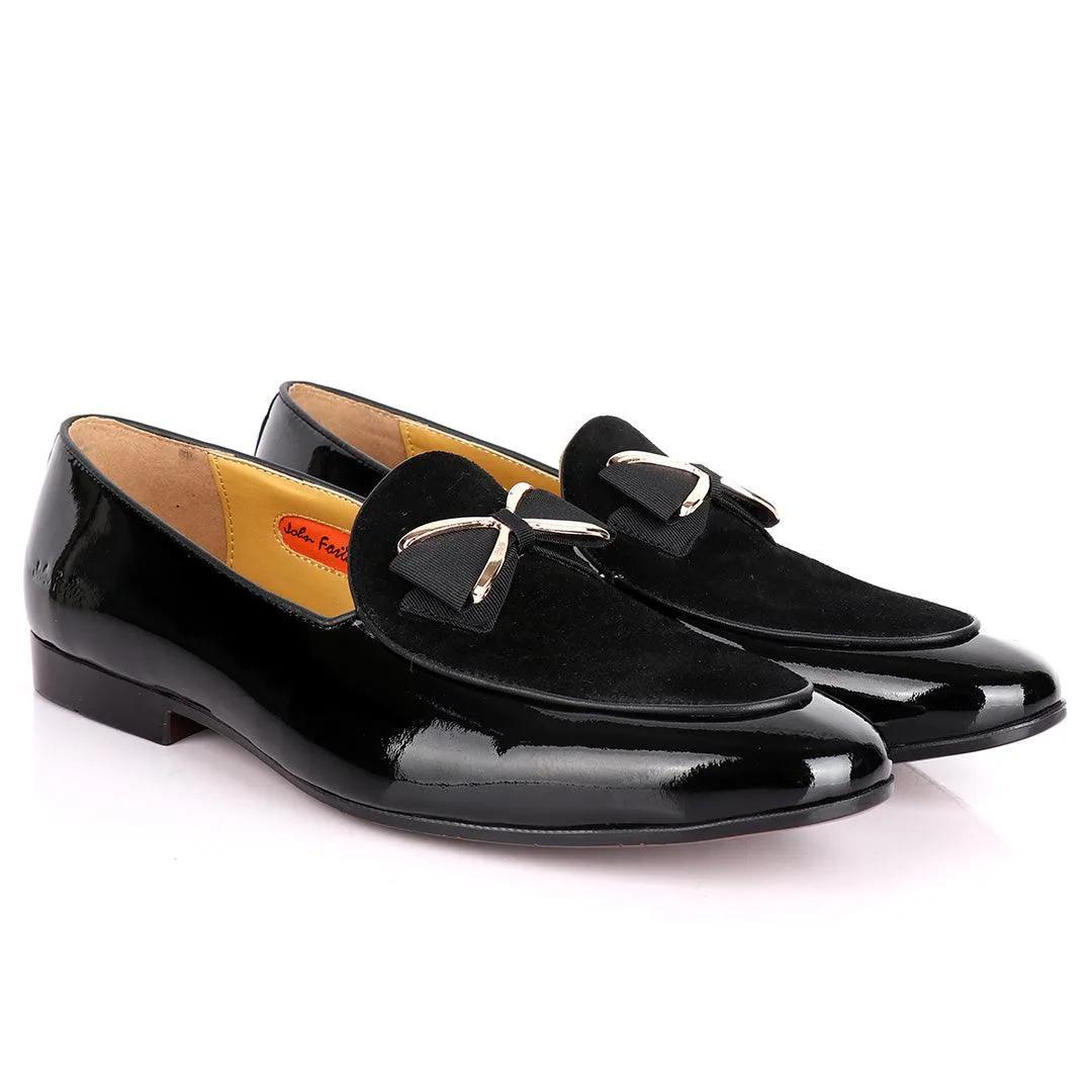 John Foster Wetlips & Suede Bowed Designed Mens Shoes