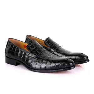 John Mendson Black Croc  Leather Shoe