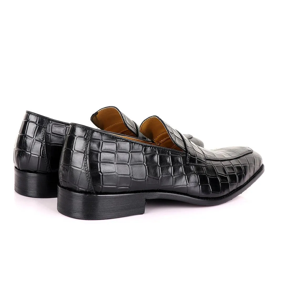 John Mendson Black Croc  Leather Shoe