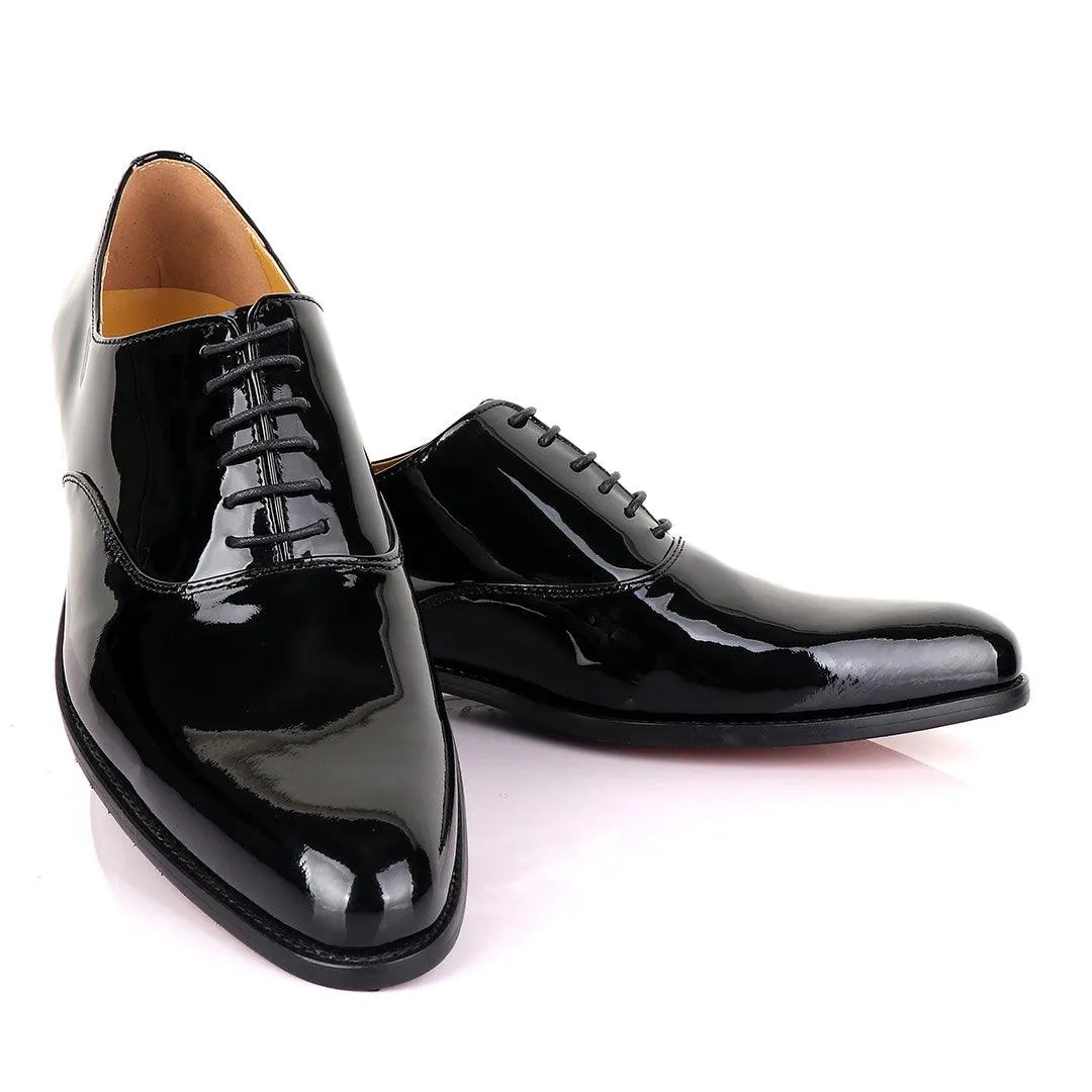 John Mendson Black Wetlips Derby Lace up Loafers