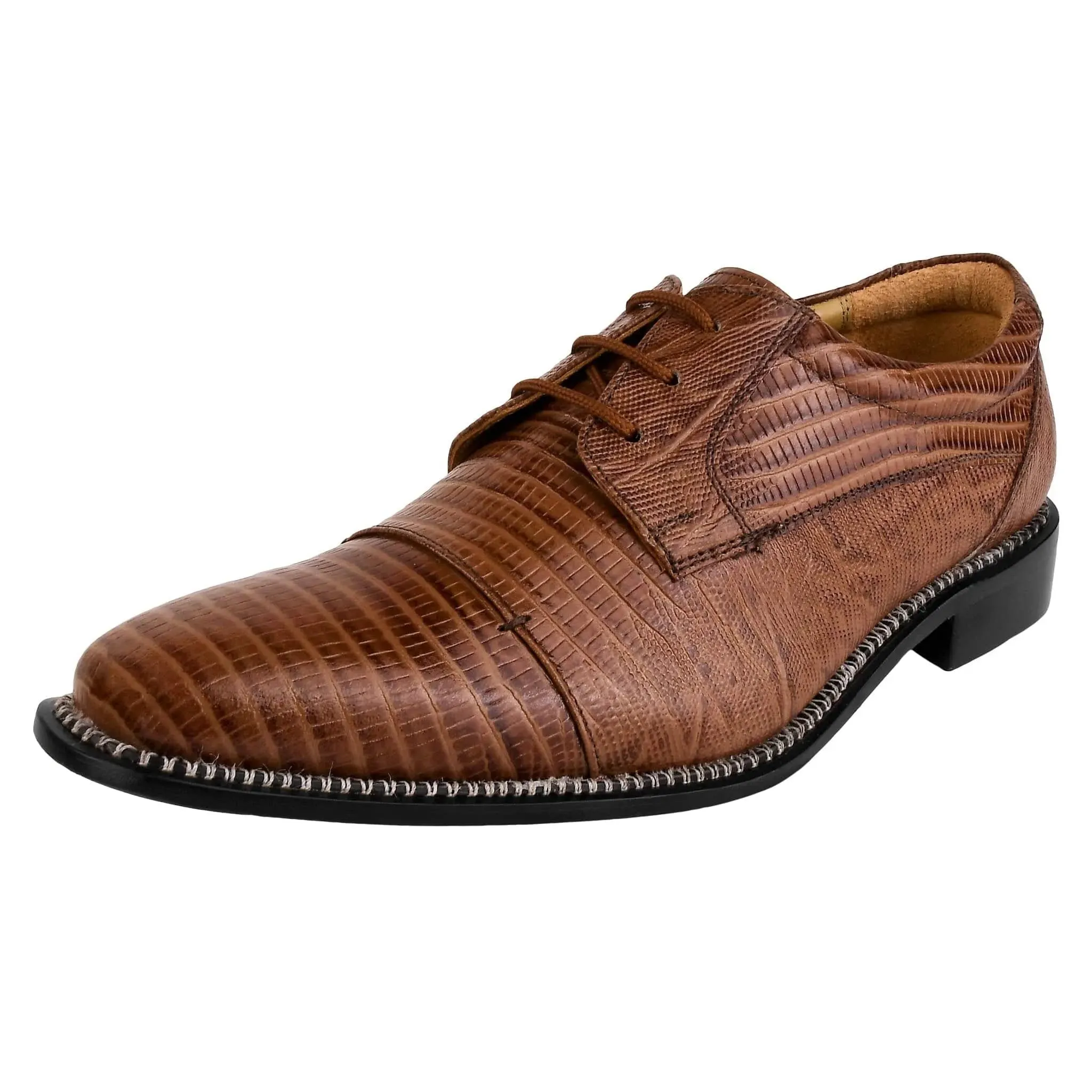 Jostin Men's Leather Lizard Print Oxford Shoes