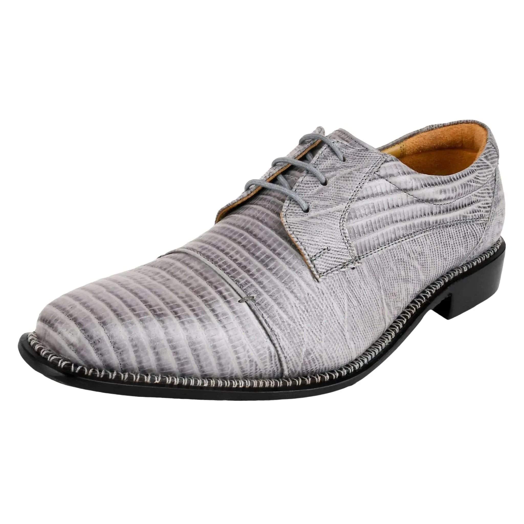 Jostin Men's Leather Lizard Print Oxford Shoes