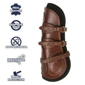 Leather Equitation Tendon Boot with Impact Protective Removable Liners (Buckle Closures)