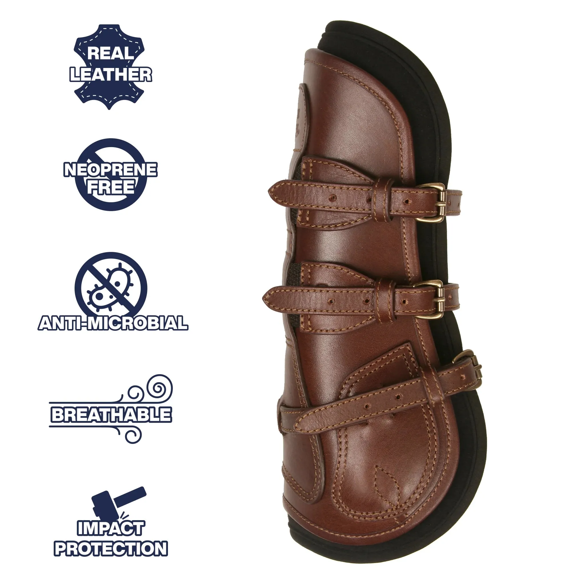 Leather Equitation Tendon Boot with Impact Protective Removable Liners (Buckle Closures)