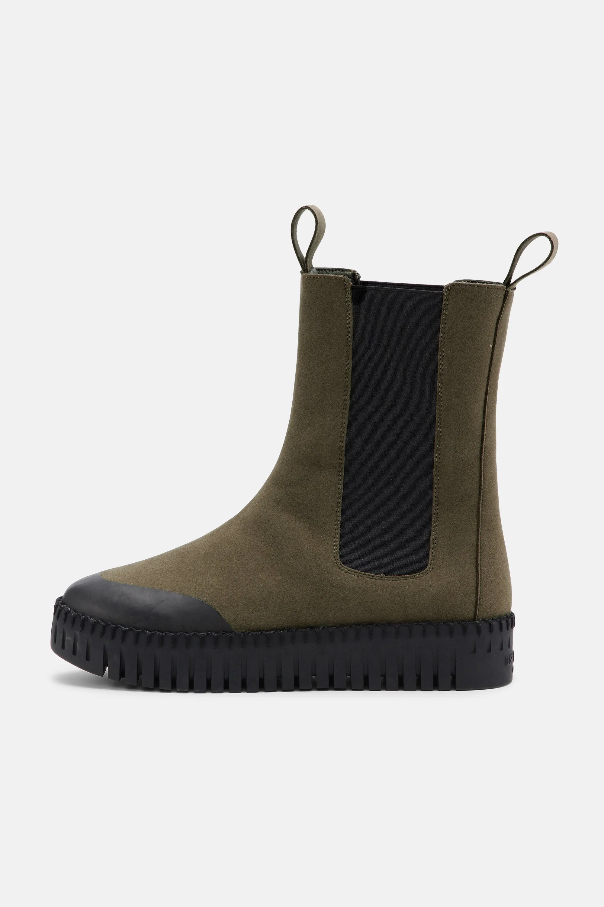 Long Chelsea Boots - Deep Olive Black